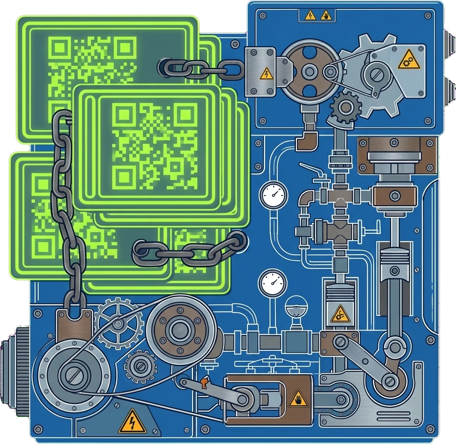 Position cards stacked on the blueprint and chained together, each one checkable by anybody
